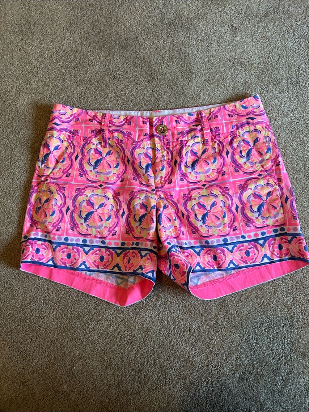 Lilly Pulitzer Pink Multicolor Mosaic-Print Shorts
